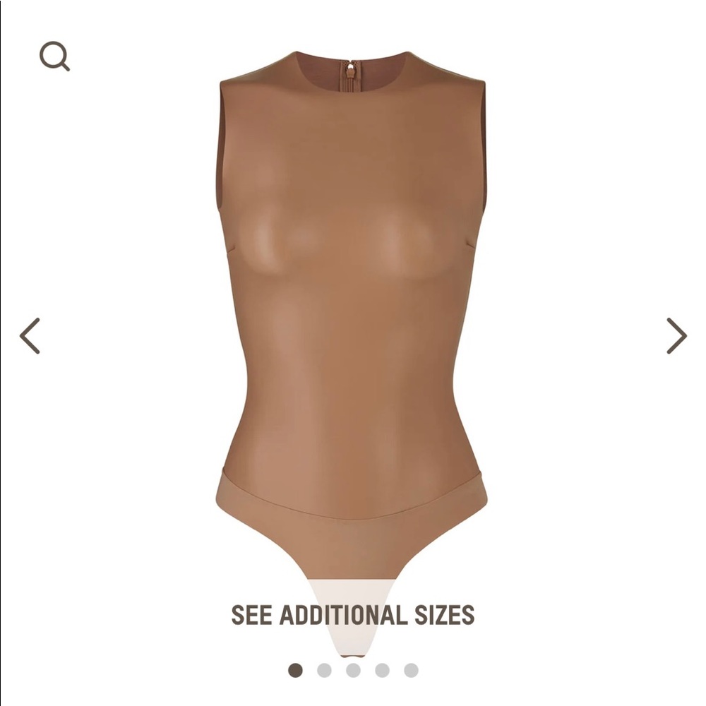 FAUX LEATHER CREW NECK BODYSUIT